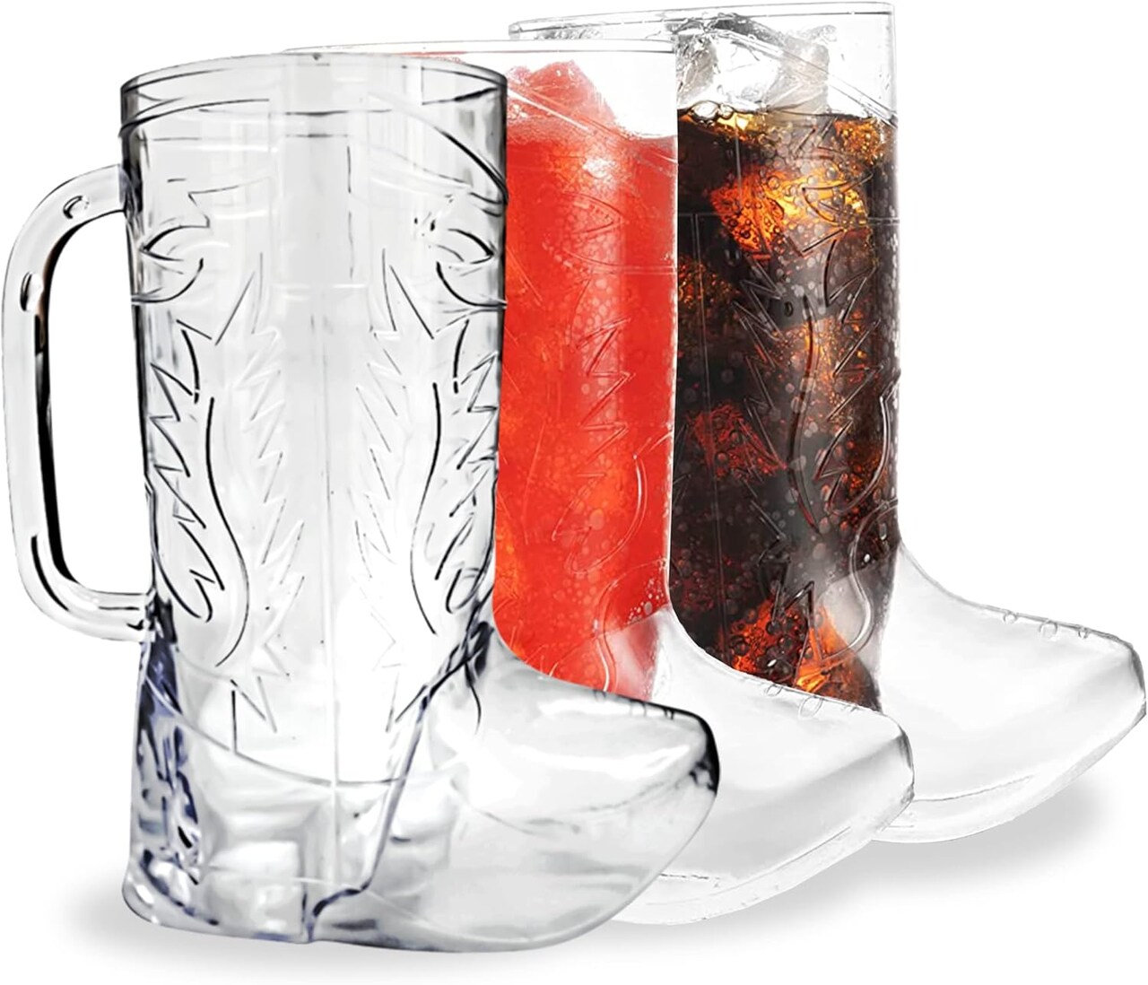 4E's Novelty 10 Pack Cowboy Boot Mugs – 17 oz Plastic Beer Mugs for Party Supplies